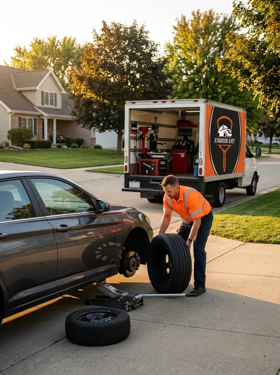 Flat Tire on the Road service at IC Roadside & Key